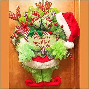 Christmas Plush Wreath  Christmas Decorations Front Door Decoration Wreath